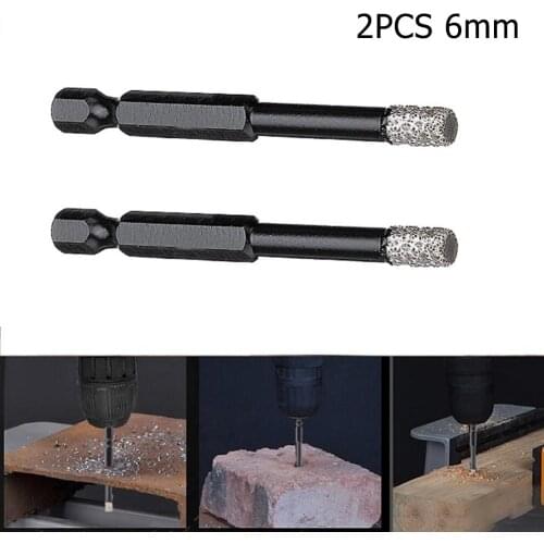 2pcs 6mm Vaccum Brazed Diamond Dry Drill Bits Hole Saw Multi-purpose Drilling For Marble Ceramic Granite Glass Hard Plastic