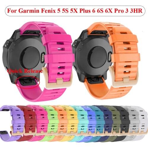 26/22/20mm Silicone Watchbands For Garmin Fenix 6 6S 6X Pro 5 5X 5S 5S Plus 3HR 935 Band Fenix6X Watch Easyfit Wristband Straps