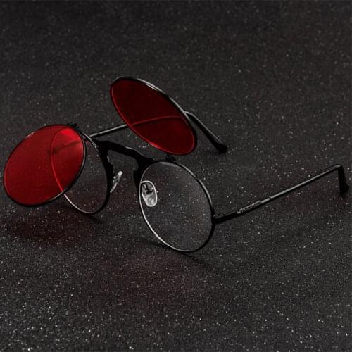 3057 Steampunk Sunglasses Round Metal Women Style Retro Flip Circular Double Metal Sun Glasses Men CIRCLE SUN GLASSES