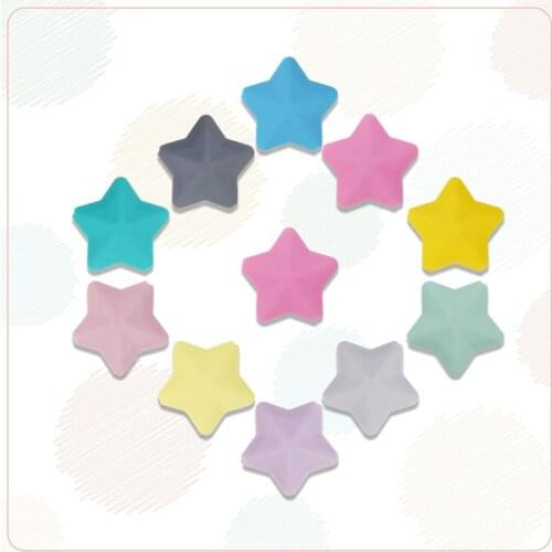 Kovict 5pcs/12pcs Thicken silicone star beads 38*12mm BPA Free Food Grade Baby Teething DIY Pacifier Chain rodent Pentagram bead