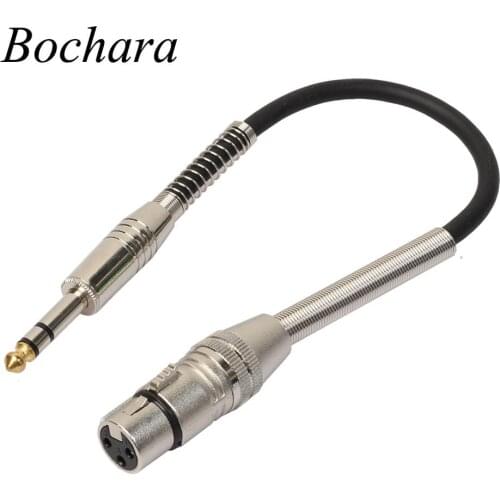 Bochara 30cm 6.5mm Stereo Jack Male to XLR Female Microphone Mixer Converter Audio Cable Foil+Braided Shielded