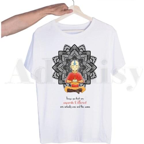 Avatar The Last Airbender Aang Appa Anime Badass Tshirts Men Fashion Summer T-shirts Tshirt Top Tees Streetwear Harajuku Funny