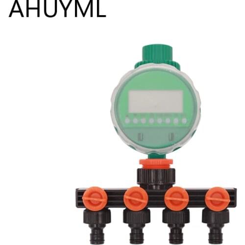 Automatic LCD Display Watering Timer Garden Watering Timer Irrigation Controller 4-Way Bypass System for 4/7 or 8 / 11mm Hose
