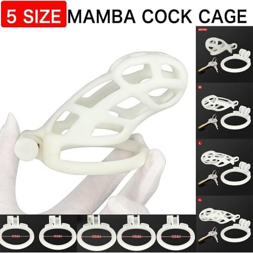 5 Size BDSM 3D Printing Mamba Plastic Resin Cock Cage Lockable Chastity Belt Device Male Penis Ring Lock Fetish Sex Toys For Men