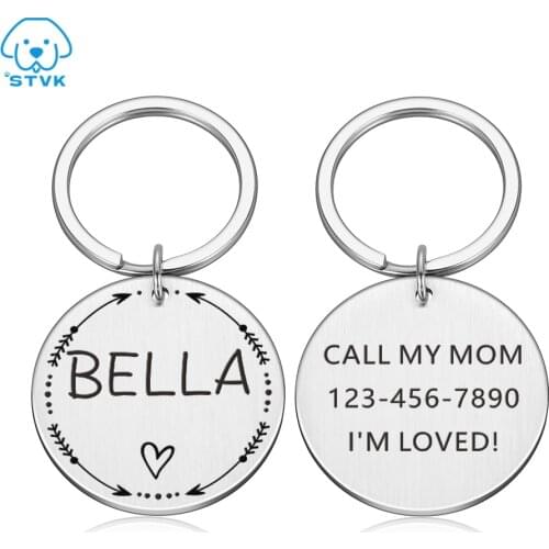 Pet Dog Tag Puppy Cat Kitten Dogs Round Collar Accessories Dog Name Message Tag Customized Stainless Steel ID Tag Personalized