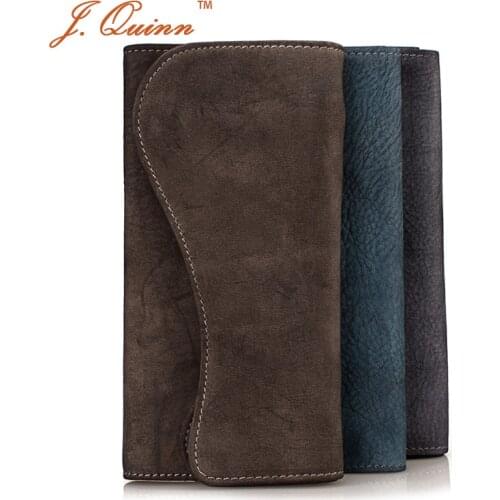 J.Quinn Long Supreme Women Wallet with Zipper Coin Pocket Hand-stained Italian Leather Genuine Luxury Gift Womens Wallets Purses