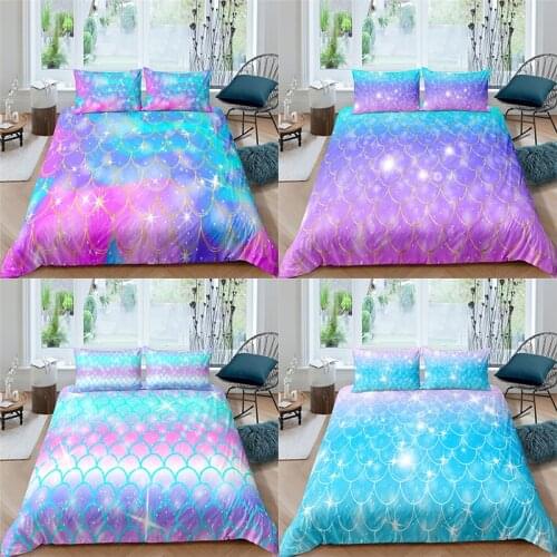 Home Textile Luxury 3D Mermaid Print 2/3Pcs Comfortable Duvet Cover Pillowcase Bedding Sets Single Queen and King EU/US/AU Size
