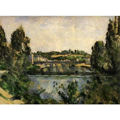 Oil Painting Reproduction on linen canvas,bridge-and-waterfall-at-pontoise BY paul Cezanne ,Free dhl Shipping ,Museum quality