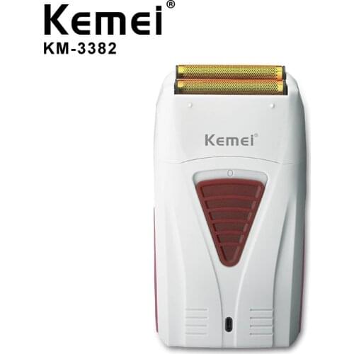 Kemei 3382 Barber Finish Electric Shaver for Men USB Cordless Rechargeable Beard Razor Reciprocating Foil Mesh Shaving Machine