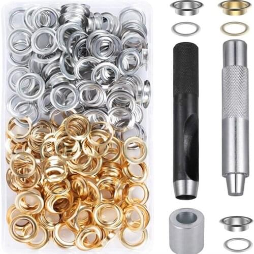 120 Set 1/2 Inch Grommet Tool Kit with 3 Pcs Installation Tools for Fabric, Canvas, Curtain, Clothing, Leather