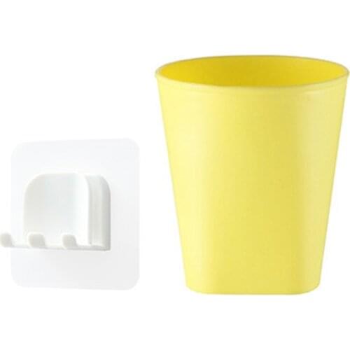 Nordic Wall Mounted Toothbrush Razor Holder with Cup Self-Adhesive 2 Slots Organizer Drain Hanging Shelf Shower Bathroom Accesso