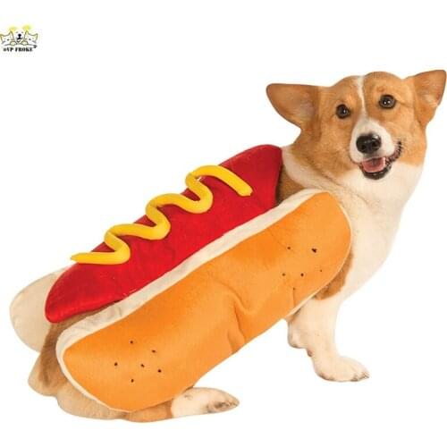 New Fashion Pet Clothes Hot Dog Burger Pet Dog And Cat Cute Warm Funny Holiday Dress Magic Button Crossdress