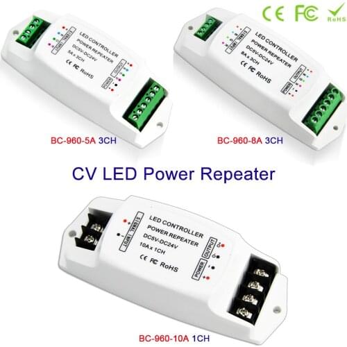 New arrival Constant Voltage LED Power Repeater 1CH 10A 3CH 5A 3CH 8A RGB Controller Output CV PWM signal DC5V-24V