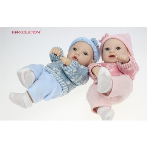 NPK Cute 12 InchMini Reborn Baby Doll 27 cm Full Silicone Vinyl Lifelike Bebes Reborn Menina For Kid Game Toy Can Bath