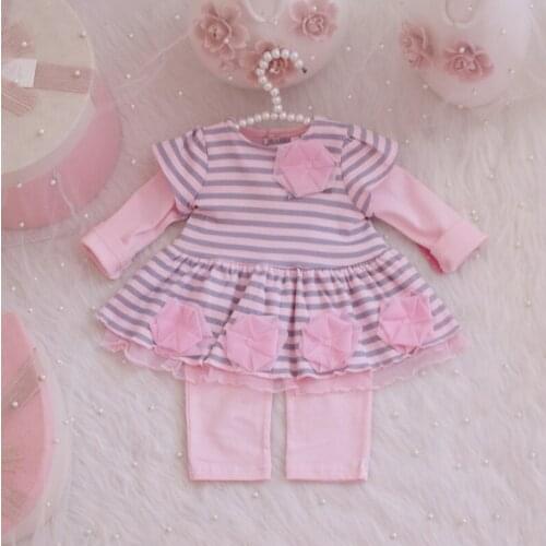 Baby Girls Clothes Newborn Infant Autumn Striped Flowers Appliques Baby Top+Leggings 2pcs/set Cotton Toddler Girls Clothing Suit