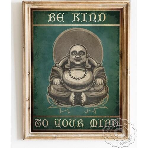 Maitreya Buddha Portrait Art Prints Poster, Positive Energy Quotes Buddhism Canvas Painting, Inspiring Wall Picture Home Decor