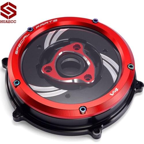 For Ducati Panigale V4 V4S V4 Speciale 2018 2019 CNC Clear Clutch Cover & Clutch Pressure Plate & Spring Retainer Ring