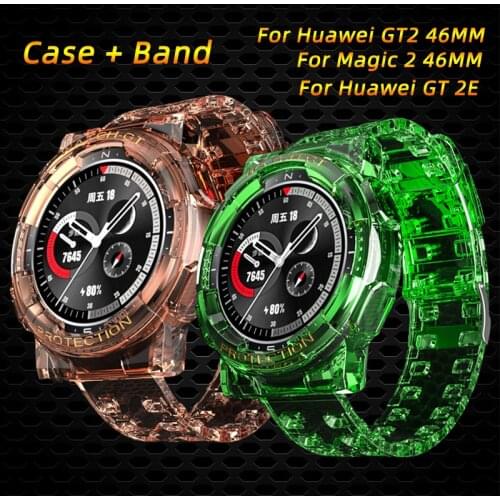 TPU Transparent Case + Band for Huawei GT2 GT 2E 46mm Breathable Wrist Bracelet Straps Set for Huawei Magic2 Strap Accessories