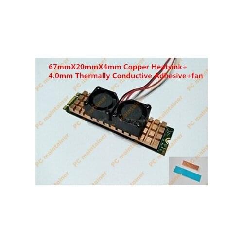 67mmX20mmX4mm Pure Copper Heatsink for M.2 NGFF 2280 PCI-E NVME SSD with fan 4.0mm Thermally Conductive Adhesive Heatsink Cool
