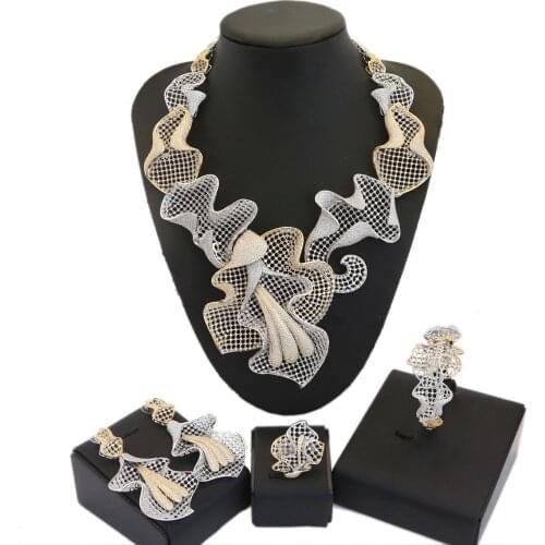 Yulaili Luxury Wedding Jewelry Sets European and American Style Exquisite Necklace Earrings Bracelet Ring Bride Jewelery Set