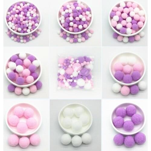 Pink Light Purple White Pompom Fur Balls DIY Soft Pom Pom Craft Pompones Wedding Decor Glue on Cloth Accessories 8mm To 30mm 20g
