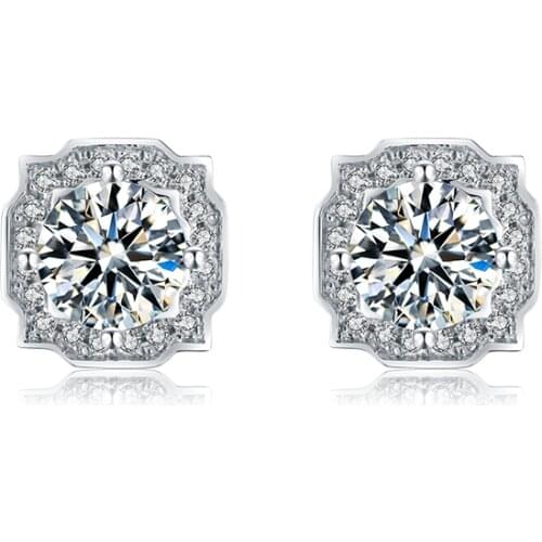 BOEYCJR 925 Classic Silver 0.5ct D color Moissanite VVS Fine Jewelry Diamond Stud Earring With certificate for Women Gift