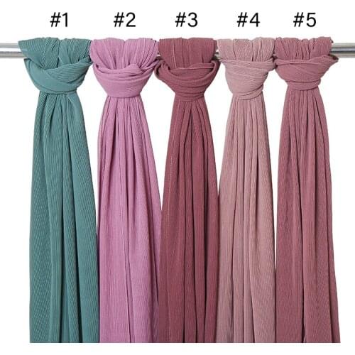 Ripple Bubble Chiffon Scarf Hijab for Women Soild Color Muslim Head Wraps Islamic Shawls Headwear Foulard Femme Musulman