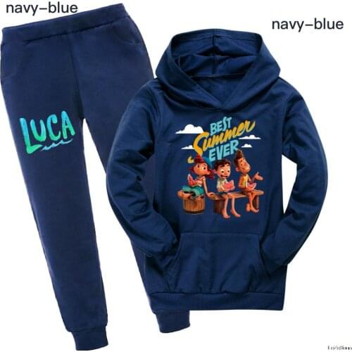 New Anime Luca Boy girls Hoodies Sets Kids Clothes Teens Sweatshirt Long sleeve T-shirt+Pants Set Autumn Childrens Clothing