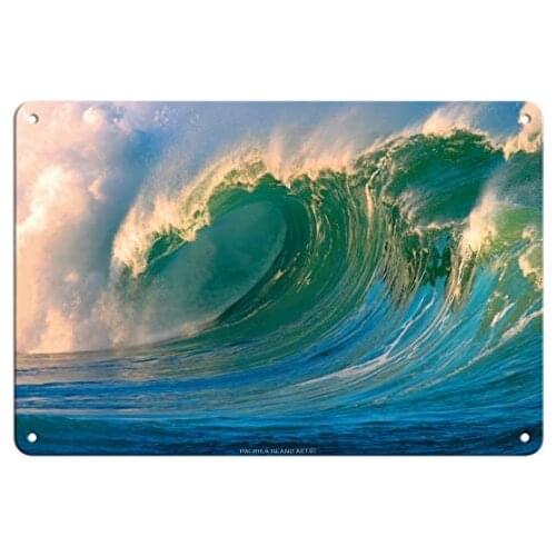 Morning Light Hawaii - Big Surf - Breaking Wave - from an Original Color Photograph by Paul Topp - Metal Tin Sign
