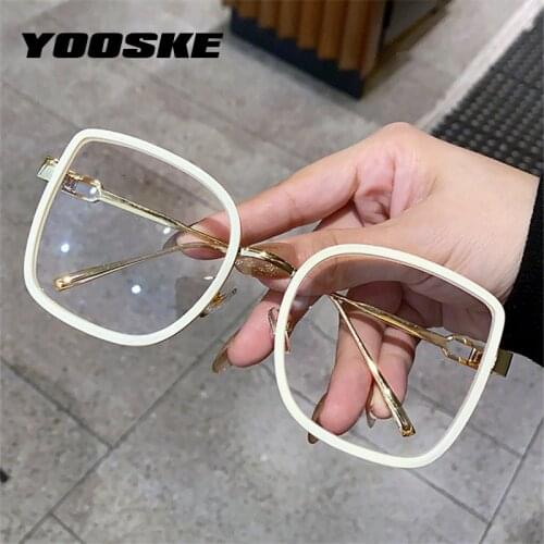 YOOSKE Oversized Square Glasses Frames Women Men Vintage Myopia Frame Fake Eyeglasses for Ladies Optical Spectacles