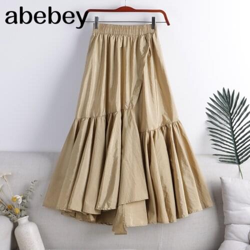 Skirts Women Folds Solid Simple Korean Style Y2K High-waist Irregular 90S Vintage Mujer Faldas Breathable Soft High Elasticity
