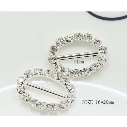 ZMASEY 10Pcs/Lot 16mmx20mm Oval Rhinestone Buckles Crystal Decoration Wedding fit ribbon and hair full Invitation Supply