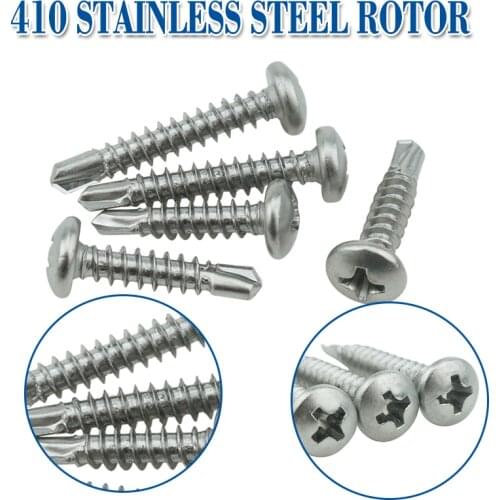 100PCS M4.2 M4.8 410 stainless steel phillips round head drilling screws cut-off slotted self-tapping drill tail screws