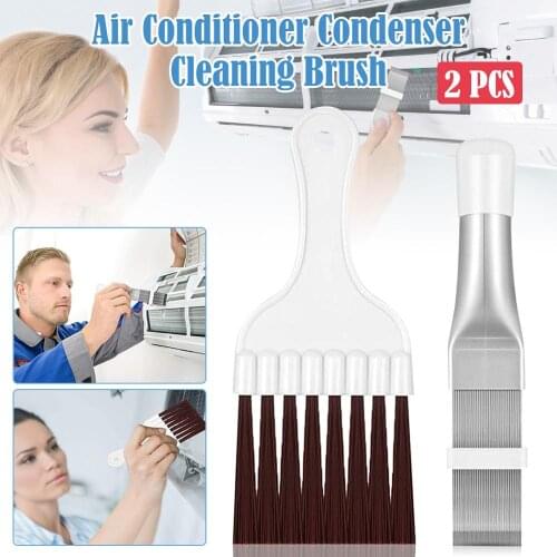 2Pcs Air Conditioner Condenser Fin Comb Cleaning Brush Metal Whisk Brush For Refrigerator Coil Evaporator Radiator Clean Brush