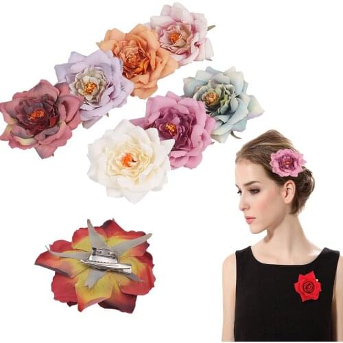 2020 Rose Artificial Flower Brooch Bridal Wedding Party Hairpin Women Hair Clips Headwear Party Girls Festival Hair Accessories