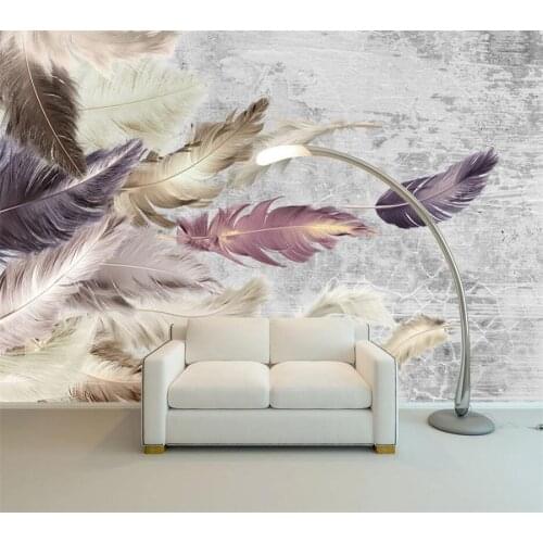 Beibehang Custom wallpaper 3D realistic mural cement texture feather TV background wall living room bedroom decorative wallpaper