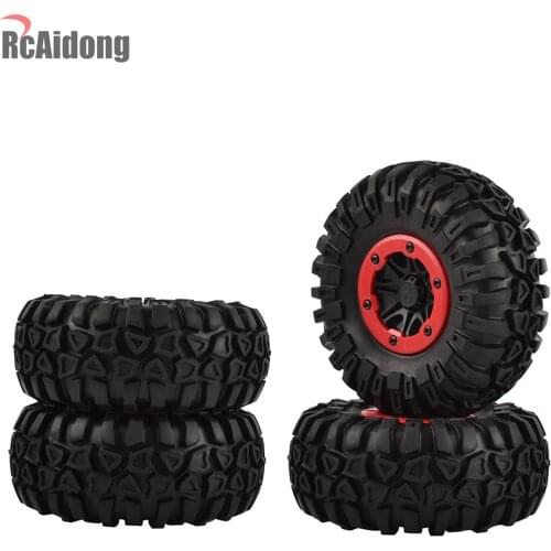 4PCS 2.2" Rubber Tires & Plastic Beadlock Wheel Rim for Axial SCX10 90053 AX10 Wraith RR10 Yeti 1:10 RC Rock Crawler