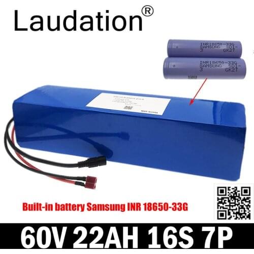 Laudation 60V Battery 20AH 67.2V 16S6P Built-in Samsung 18650INR 33G With 60A BMS For Electric Bicycle Scooters 1000W Motor Etc
