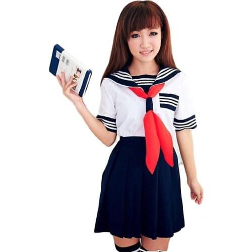 White Shirt Black Skirt School Uniform Girl Costume Cute Role-Playing for Female Student Cosplay Garment Simple Set CA107