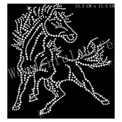 Free Shipping HORSE EQUESTRIAN Rhinestone Diamante Transfer Iron On Hotfix Crystal Motif Patch