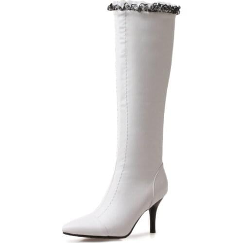 Big Size 9 10 11-17 boots women shoes boots for women ladies boots shoes woman winter Color matching point