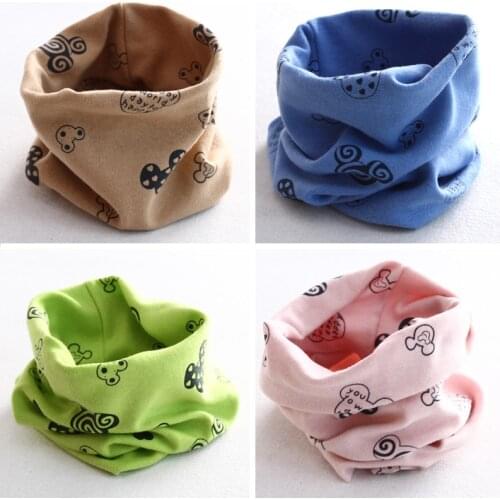 New Autumn Winter Baby Scarf Cotton Keep Warm Cartoon Boys Girls Kids Print Scarf Cute Boy Girl Cotton O Ring Neck Scarves