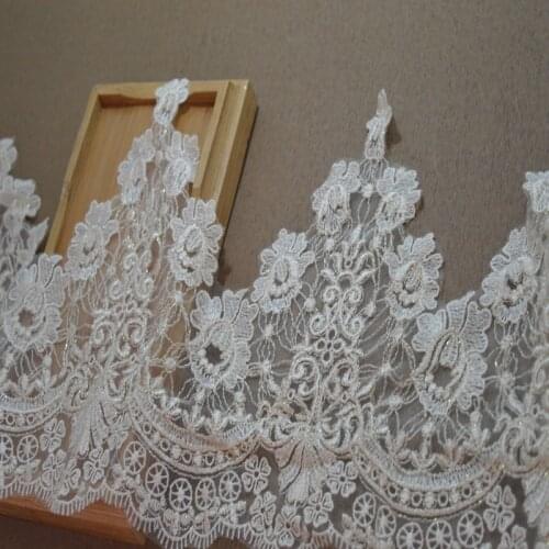1YD Free shipping ivory fluorescence alencon Lace Trim Fabric Millinery Accent Dress Decoration Bridal Trim 2018092421