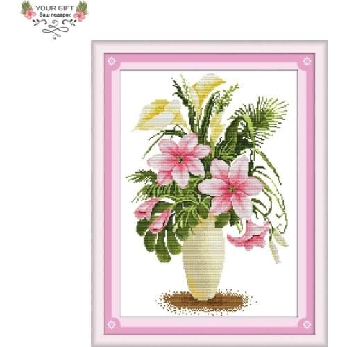 Joy Sunday H093 14CT 11CT Counted and Stamped Home Decoration Lily Cross Stitch kits