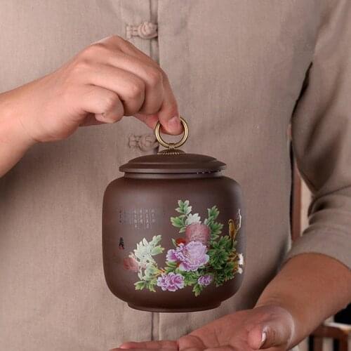 Chinese Style Tea Box Kitchen Spices Food Storage Jars Ceramic Sealed Tea Cans For Travel Candy Coffee Containers Tank Tea Pot