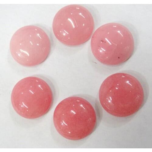 Wholesale 20PCS Natural Stone round 18MM Cabochons No hole Pink Beads for DIY Jewelry Making Ring Earring Accessories