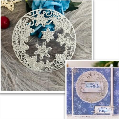 Circle round background with snowflake christmas card Metal Cutting Dies DIY Paper Cards Embossing Craft Die Cut handmade craft