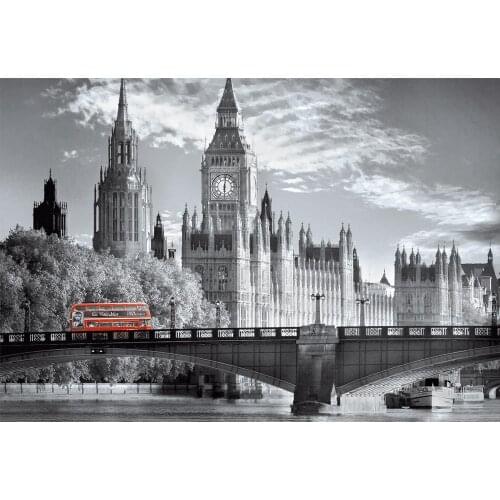 London bus Scenic bridge Needlework,Oil Painting Cross stitch Handmade 14CT Canvas DIY Cross-stitch kits,Embroidery Art Home