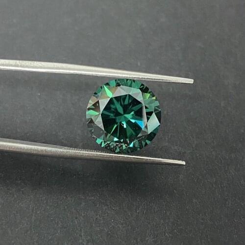 Mosangnai Fancy Blue Green Color Moissanite Diamond Round Brilliant Cut 6.5MM 1 Carat For Engagement Ring