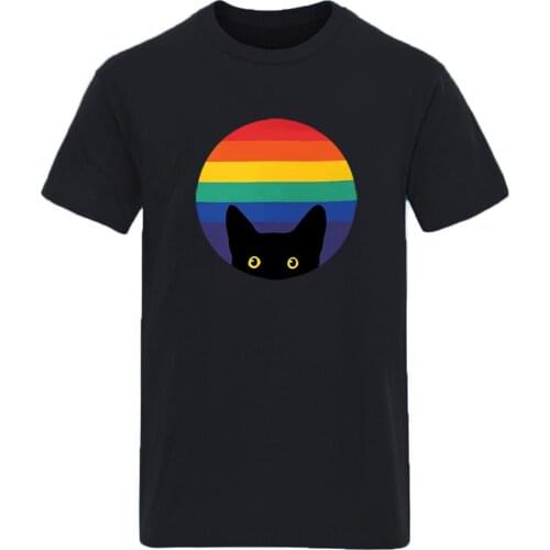 Cat Printing Cotton Oversize Mens T-shirt Balck Fashion Clothing Short Sleeve Round Neck Tops Tees New Causual Camisetas Homme